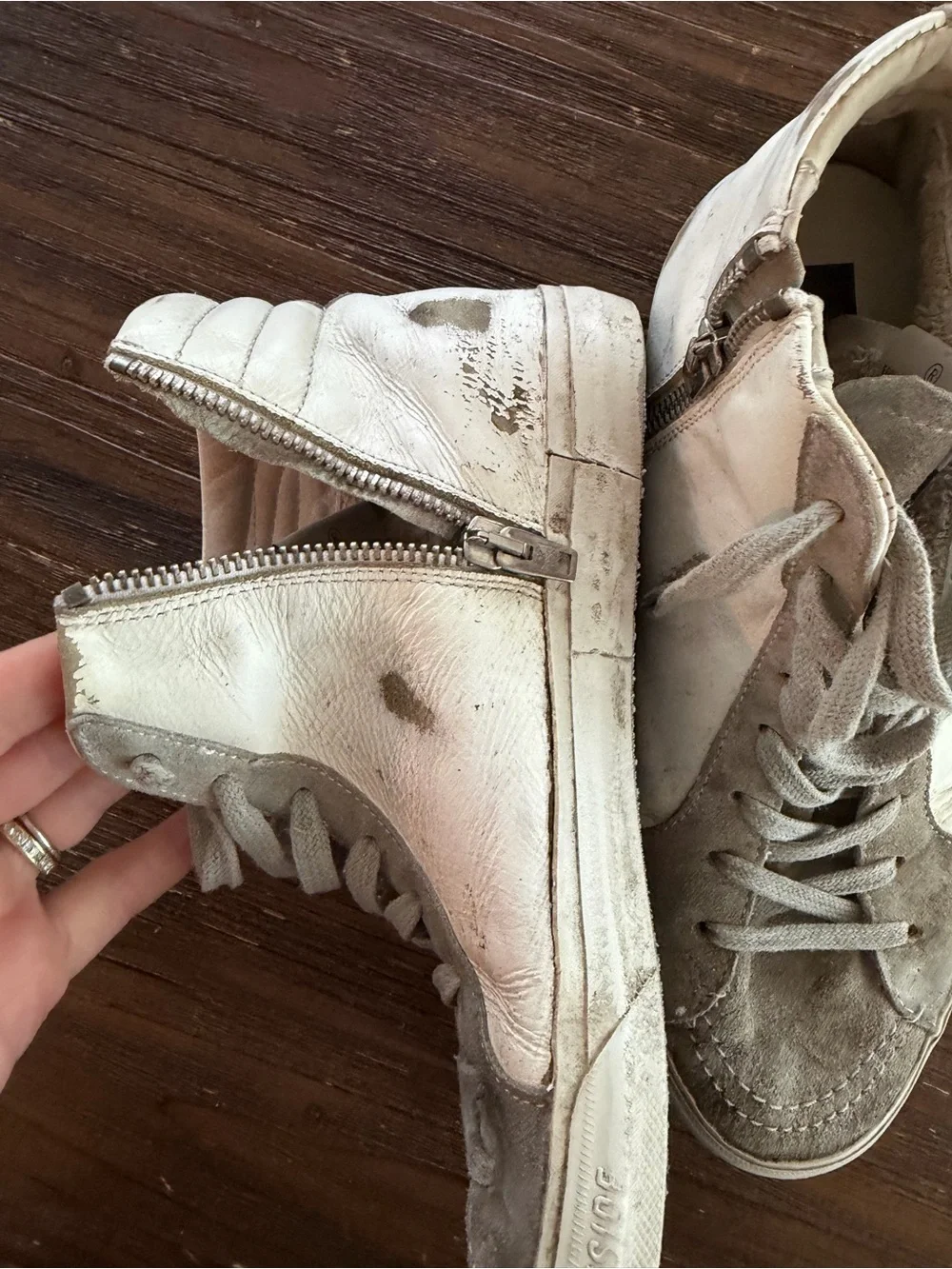 GGDB-Style Cream & Beige High-Top Sneaker for Women